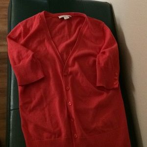 LOFT XS coral short sleeved cropped sweater